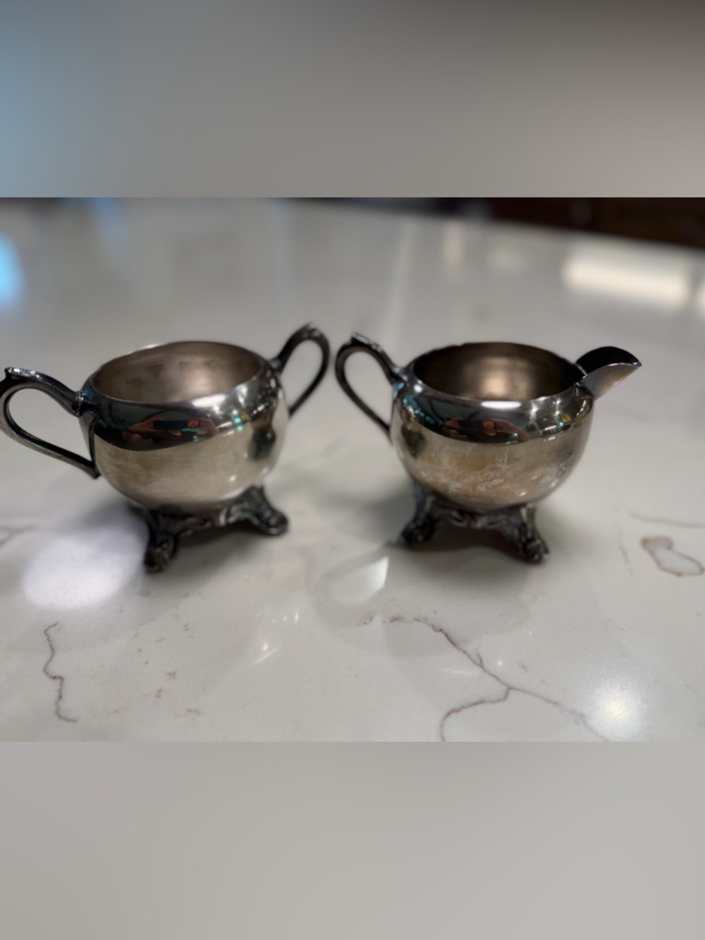 Silver plate creamer/sugar, F.B.Rogers Silver Co. pattern 1083